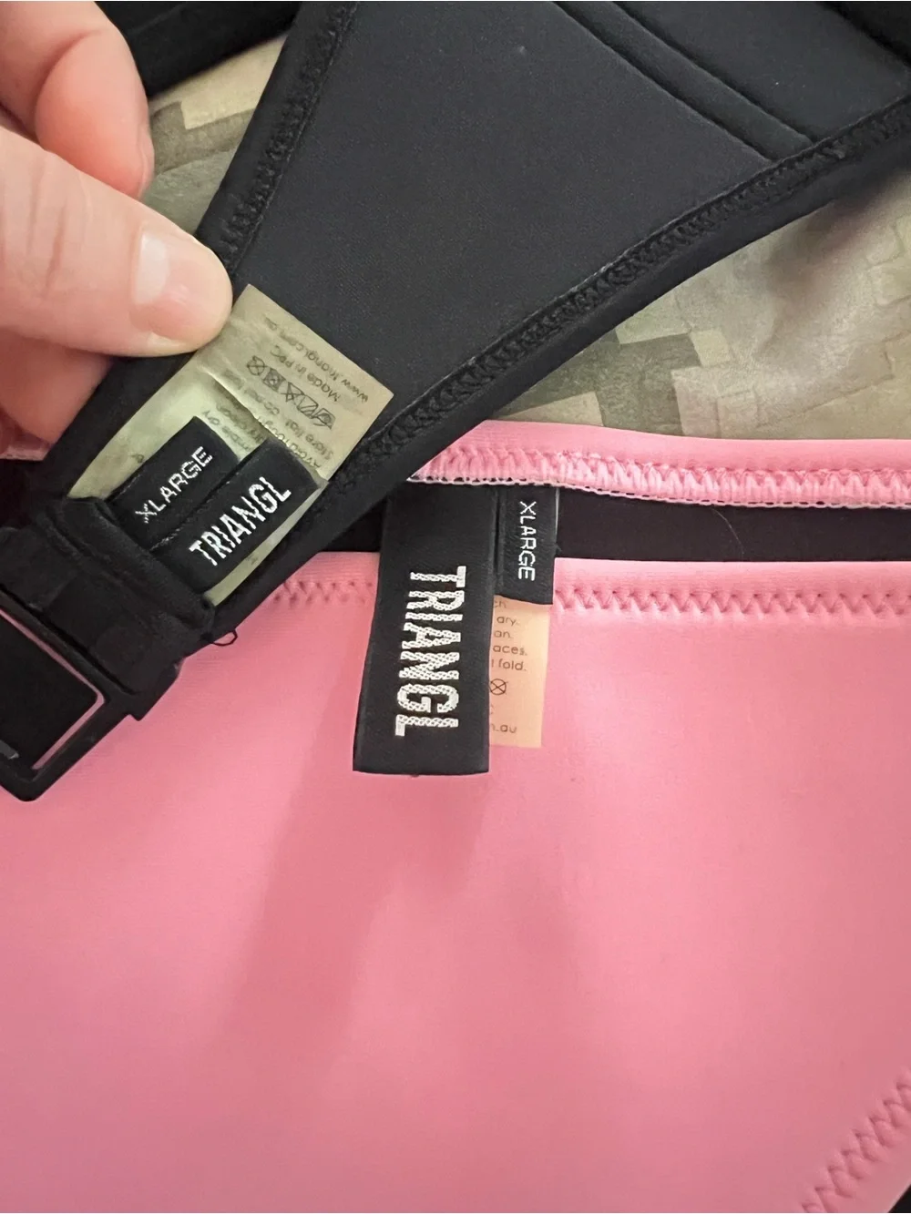 Triangl swimwear Pink and Black Neoprene Bikini Set